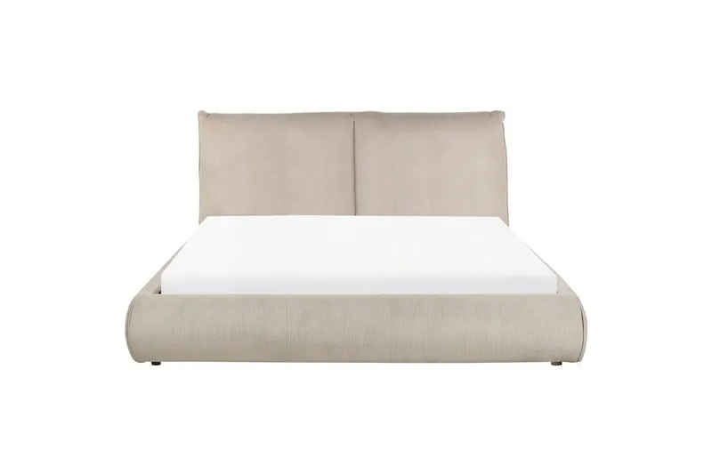 Dubbelsäng Beliani Vinay med lamellram Beige, 160x200 cm Taupe 160x200 - Møbler - Senge - Dobbeltsenge