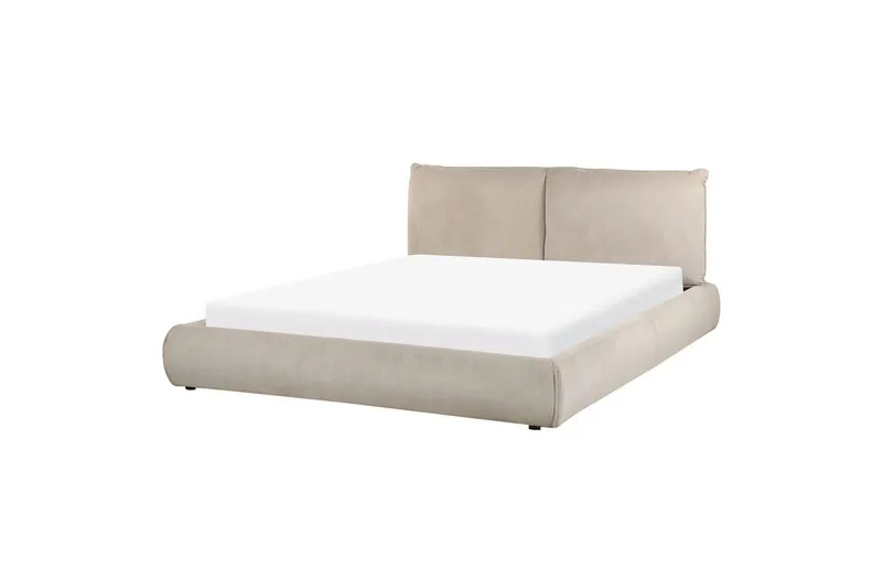 Dubbelsäng Beliani Vinay med lamellram Beige, 160x200 cm Taupe 160x200 - Møbler - Senge - Dobbeltsenge