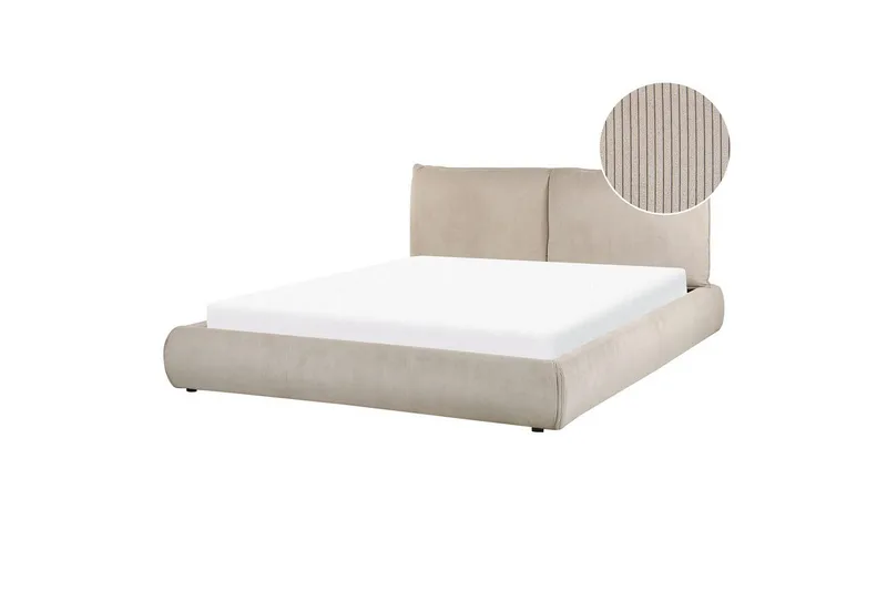 Dubbelsäng Beliani Vinay med lamellram Beige, 160x200 cm Taupe 160x200 - Møbler - Senge - Dobbeltsenge