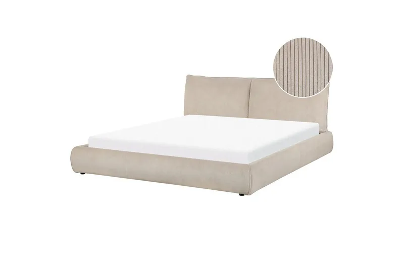 Dubbelsäng Beliani Vinay med lamellram Beige, 160x200 cm Taupe 180x200 - Møbler - Senge - Dobbeltsenge