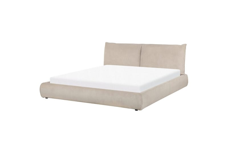 Dubbelsäng Beliani Vinay med lamellram Beige, 160x200 cm Taupe 180x200 - Møbler - Senge - Dobbeltsenge