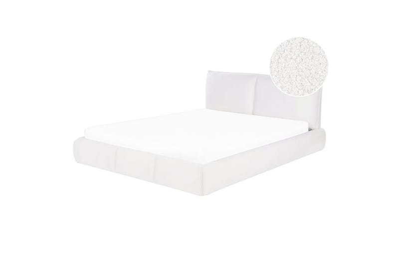 Dubbelsäng Beliani Vinay med lamellram Beige, 160x200 cm White 160x200 - Møbler - Senge - Dobbeltsenge