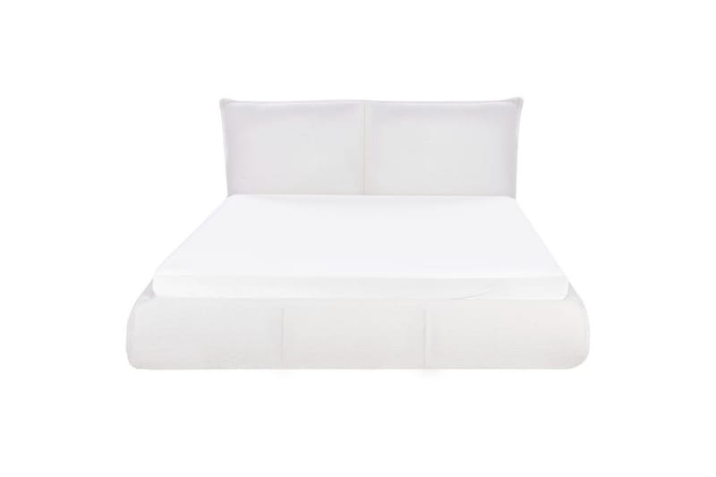 Dubbelsäng Beliani Vinay med lamellram Beige, 160x200 cm White 160x200 - Møbler - Senge - Dobbeltsenge