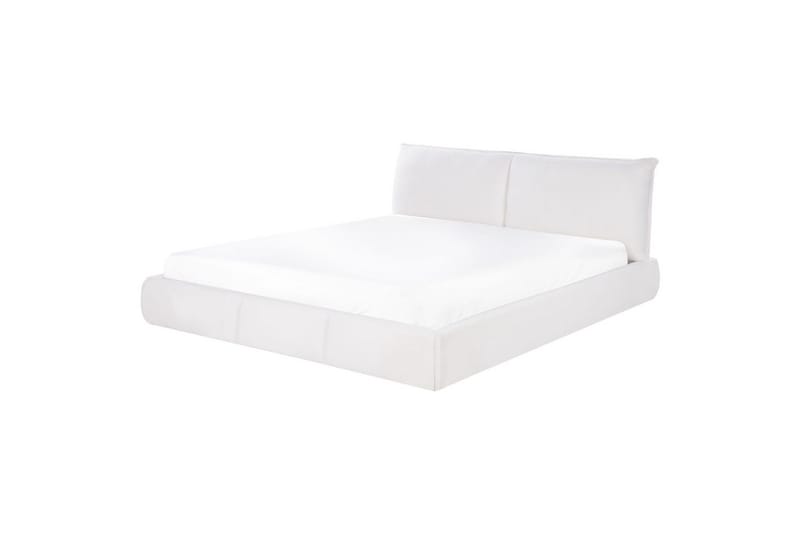 Dubbelsäng Beliani Vinay med lamellram Beige, 160x200 cm White 180x200 - Møbler - Senge - Dobbeltsenge