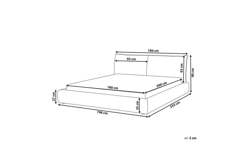 Dubbelsäng Beliani Vinay med lamellram Beige, 160x200 cm White 180x200 - Møbler - Senge - Dobbeltsenge