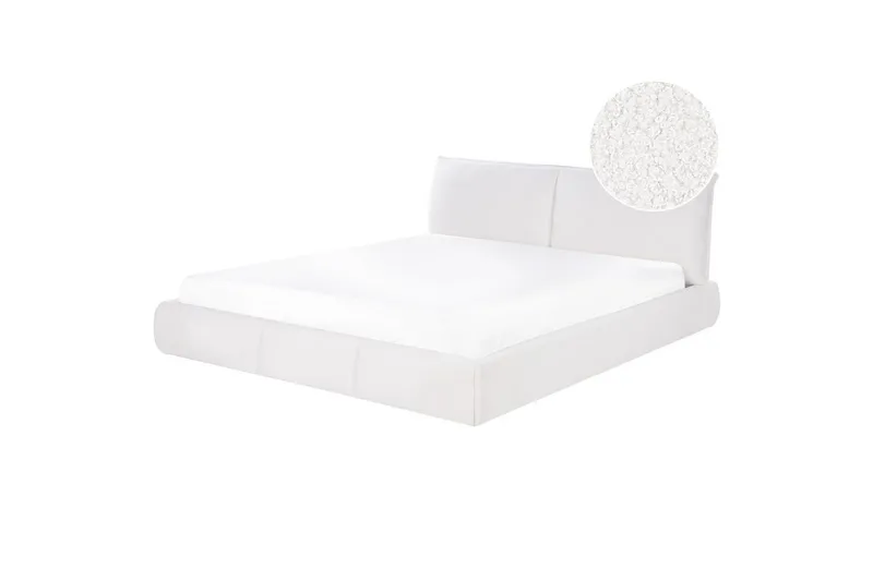 Dubbelsäng Beliani Vinay med lamellram Beige, 160x200 cm White 180x200 - Møbler - Senge - Dobbeltsenge