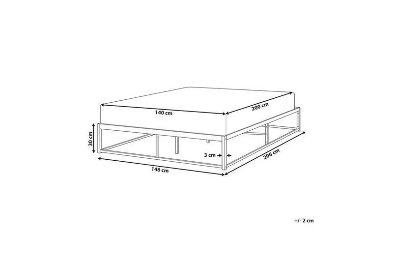 Dubbelsäng Beliani Viry med lamellram Svart, 140x200 cm Black 140x200 - Møbler - Senge - Sengeramme & sengestel