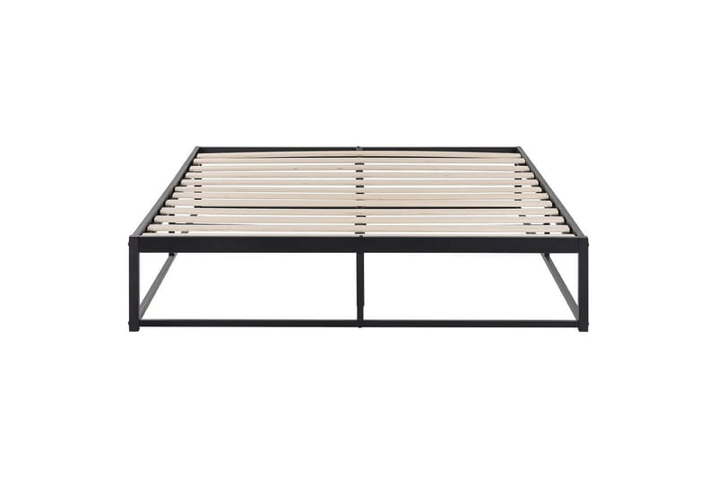 Dubbelsäng Beliani Viry med lamellram Svart, 140x200 cm Black 140x200 - Møbler - Senge - Sengeramme & sengestel