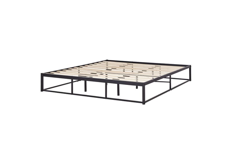 Dubbelsäng Beliani Viry med lamellram Svart, 140x200 cm Black 180x200 - Møbler - Senge - Sengeramme & sengestel