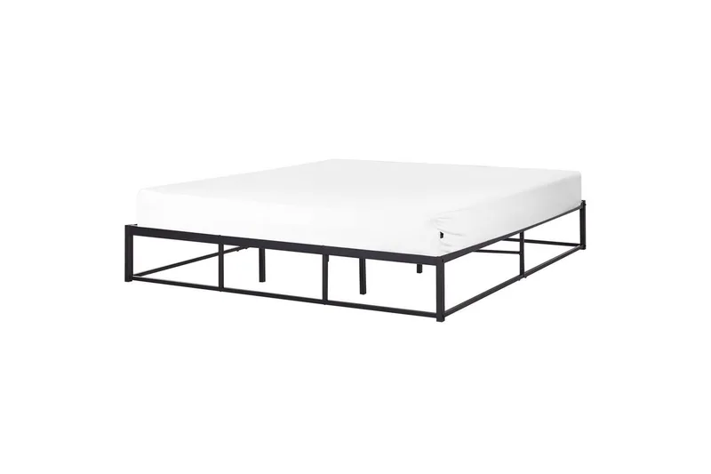 Dubbelsäng Beliani Viry med lamellram Svart, 140x200 cm Black 180x200, undefined