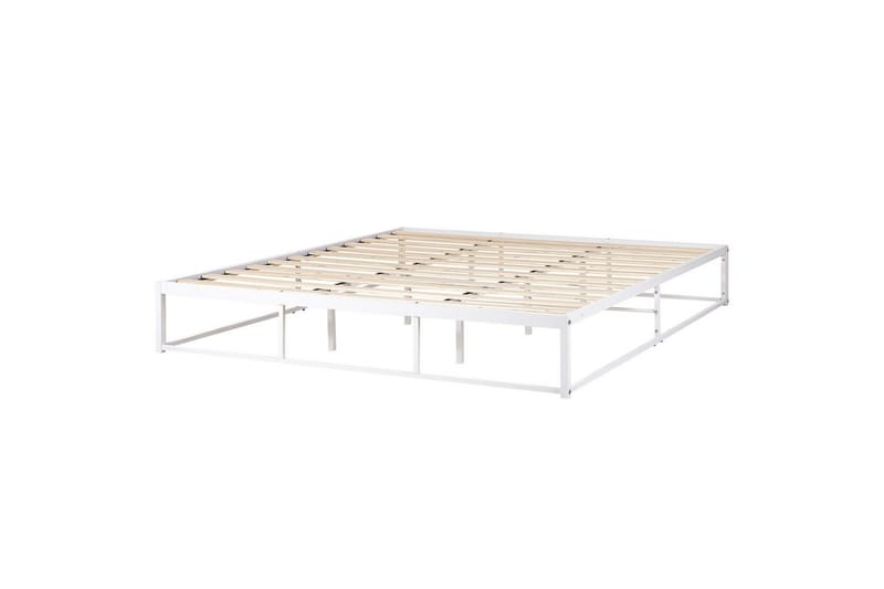 Dubbelsäng Beliani Viry med lamellram Svart, 140x200 cm White 180x200 - Møbler - Senge - Dobbeltsenge