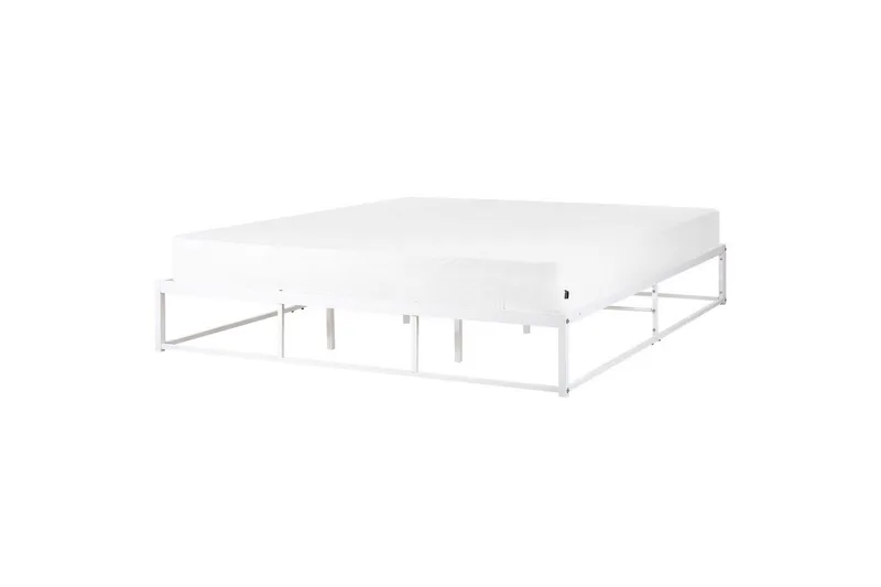Dubbelsäng Beliani Viry med lamellram Svart, 140x200 cm White 180x200, undefined
