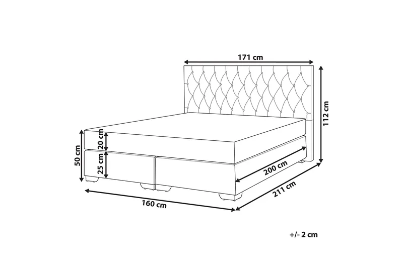 Dulcina Sengeramme 160x200 cm - Grå - Møbler - Senge - Kontinentalsenge