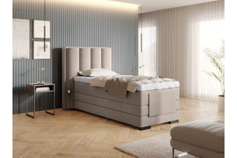 Banti Justerbar Kontinentalseng 90x200 cm - Beige - Møbler - Senge - Elevationsseng