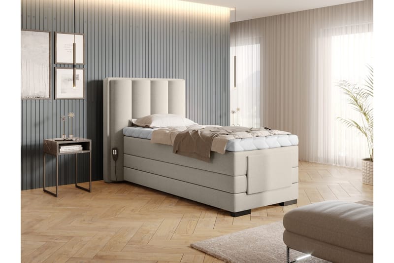 Banti Justerbar Kontinentalseng 90x200 cm - Beige - Møbler - Senge - Elevationsseng