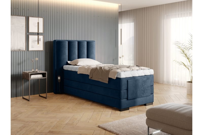 Banti Justerbar Kontinentalseng 90x200 cm - Blå - Møbler - Senge - Elevationsseng