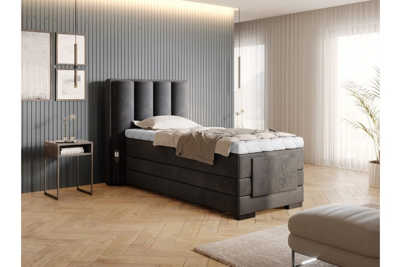 Banti Justerbar Kontinentalseng 90x200 cm - Grå - Møbler - Senge - Elevationsseng