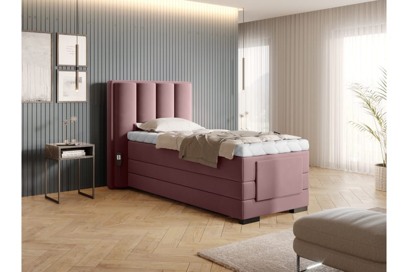 Banti Justerbar Kontinentalseng 90x200 cm - Lyserød - Møbler - Senge - Elevationsseng