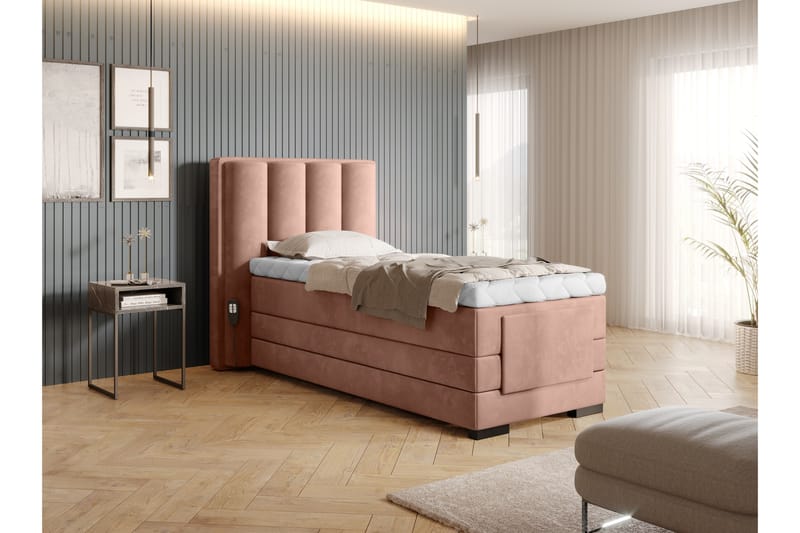 Banti Justerbar Kontinentalseng 90x200 cm - Lyserød - Møbler - Senge - Elevationsseng