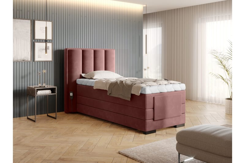 Banti Justerbar Kontinentalseng 90x200 cm - Lyserød - Møbler - Senge - Elevationsseng