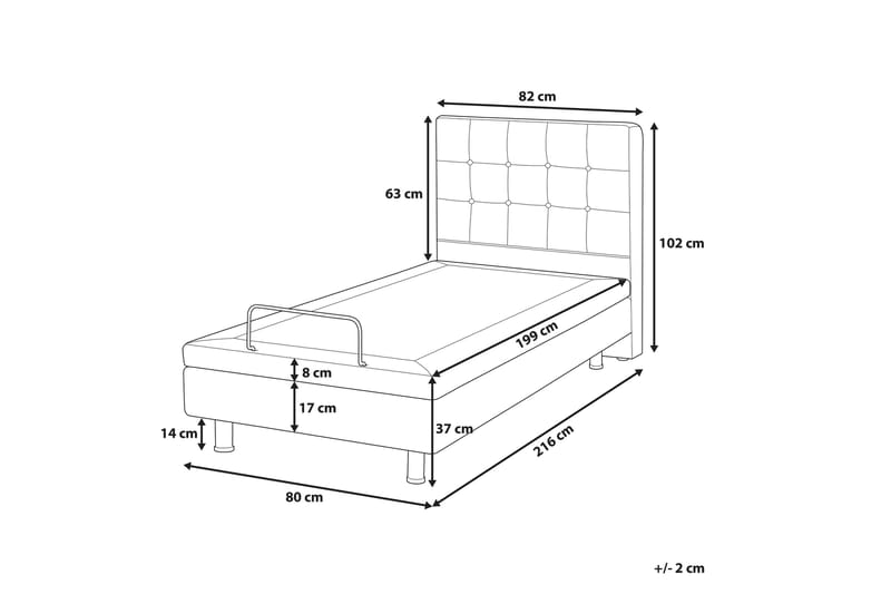 Kabbebo Elevationsseng 80x200 cm - Beige - Elevationsseng