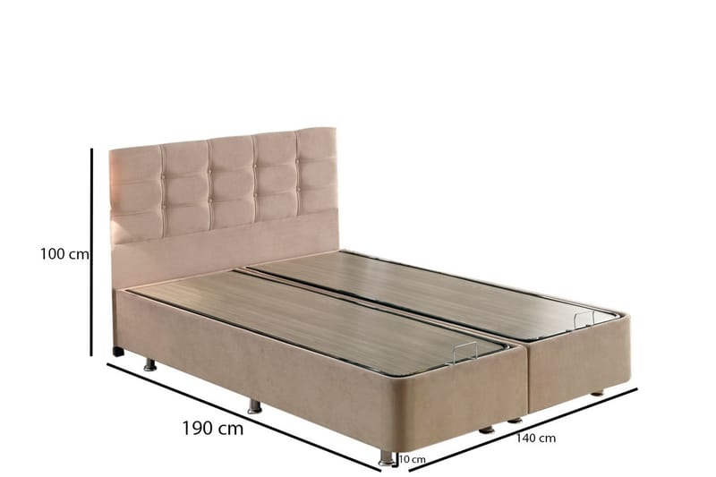 Latrona Kontinentalseng Dobbelt 140x190 cm - Lysebrun - Møbler - Senge - Elevationsseng