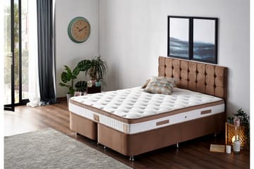 Latrona Kontinentalseng Dobbelt 180x200 cm - Lysebrun - Møbler - Senge - Elevationsseng