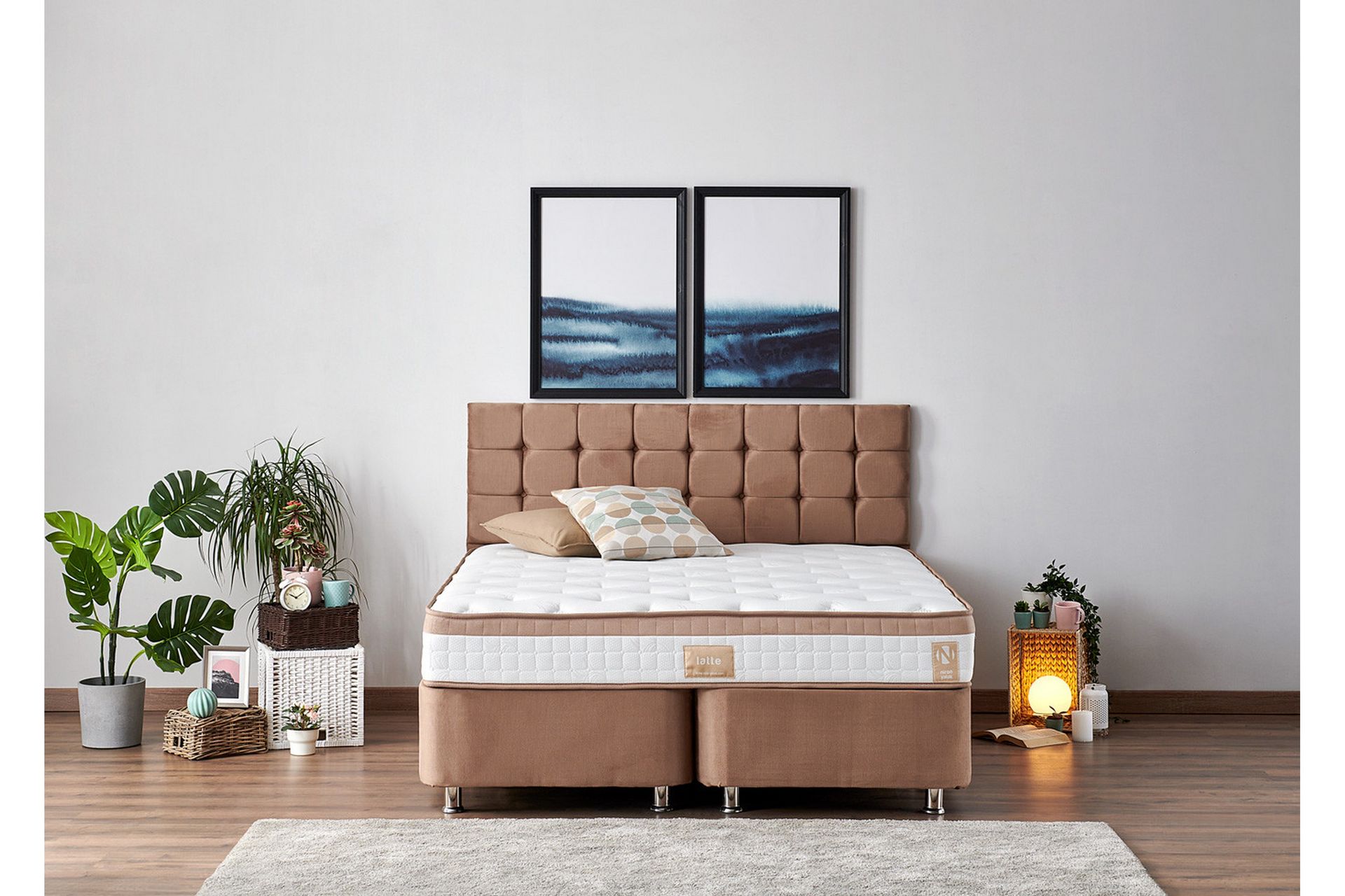 Latrona Kontinentalseng Dobbelt 180x200 cm - Lysebrun - Møbler - Senge - Elevationsseng