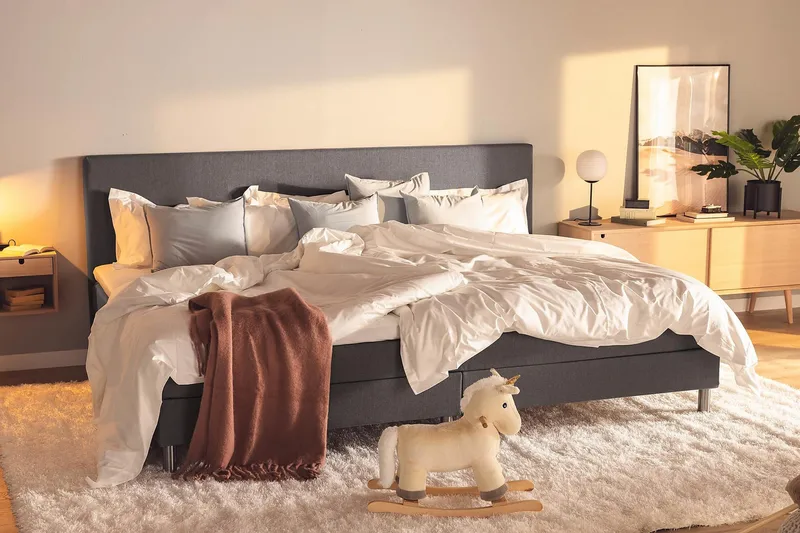 Ella Familieseng Sengepakke 280x200  cm - (+Flere valg) Mørkgrå - Møbler - Senge - Komplet sengepakke