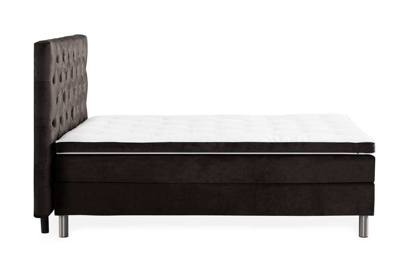 Ella Sengepakke 140x200 cm Dyb-syet hovedgavl - Mørkegrå / velour - Møbler - Senge - Komplet sengepakke