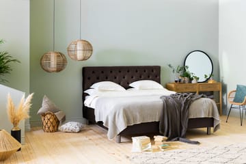 Ella Sengepakke 160x200 cm Dyb-syet hovedgavl - Brun / velour - Møbler - Senge - Komplet sengepakke