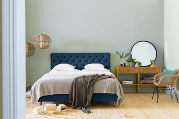 Ella Sengepakke 160x200 cm Dyb-syet hovedgavl - Mørkeblå / velour - Møbler - Senge - Komplet sengepakke