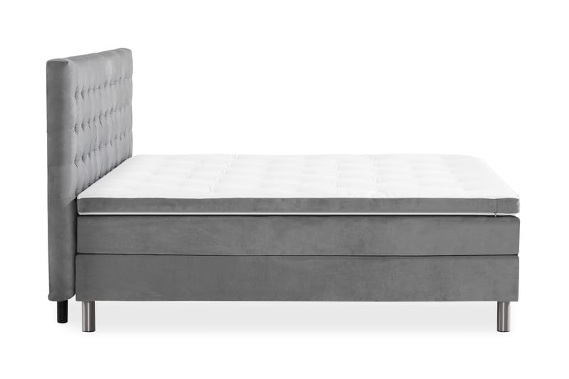 Ella Sengepakke 160x200 cm Ternet Gavl - Lys grå / velour - Møbler - Senge - Komplet sengepakke
