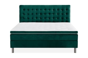 Ella Sengepakke 160x200 cm Ternet Gavl - Mørkegrøn / velour - Møbler - Senge - Komplet sengepakke