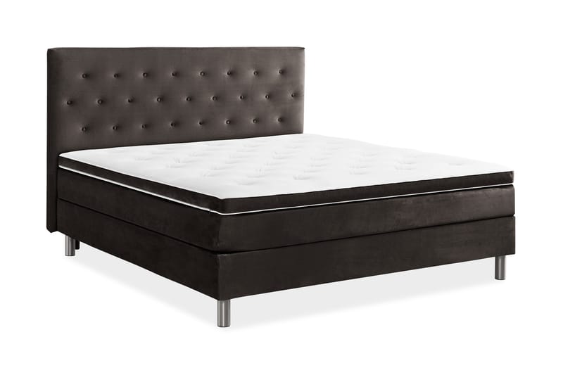 Ella Sengepakke 180x200 cm Pikeret Gavl - Mørkegrå / velour - Møbler - Senge - Komplet sengepakke