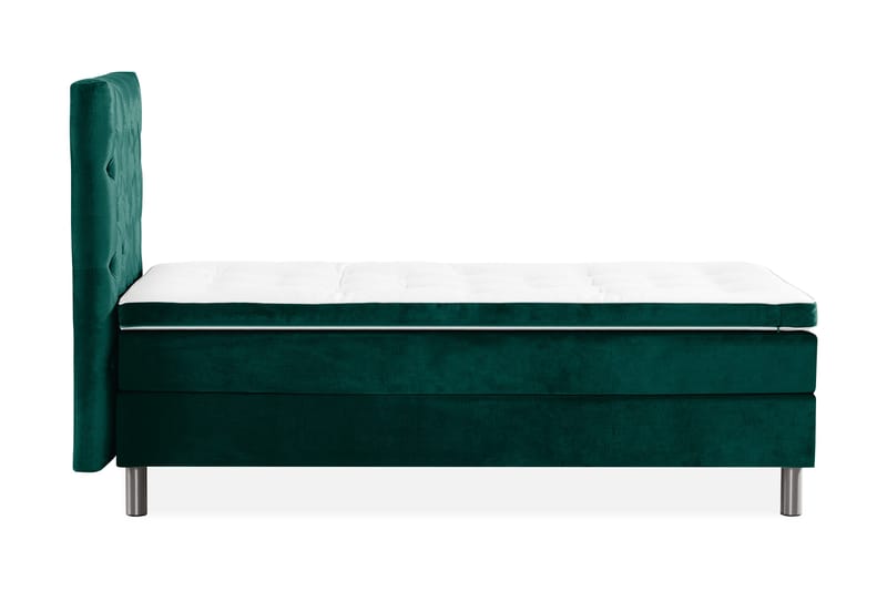 Ella sengepakke 90x200 cm med dybthæftet gavl - Mørkegrøn/velour - Møbler - Senge - Komplet sengepakke