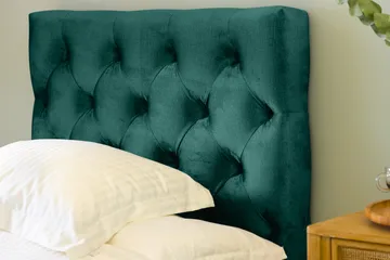 Ella sengepakke 90x200 cm med dybthæftet gavl - Mørkegrøn/velour - Møbler - Senge - Komplet sengepakke