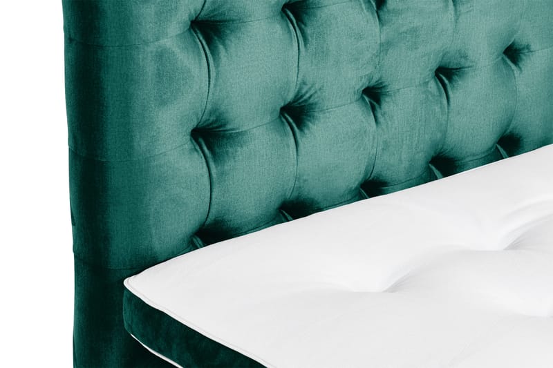 Ella sengepakke 90x200 cm med ternet gavl - Mørkegrøn/velour - Møbler - Senge - Komplet sengepakke