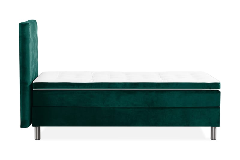 Ella sengepakke 90x200 cm med ternet gavl - Mørkegrøn/velour - Møbler - Senge - Komplet sengepakke