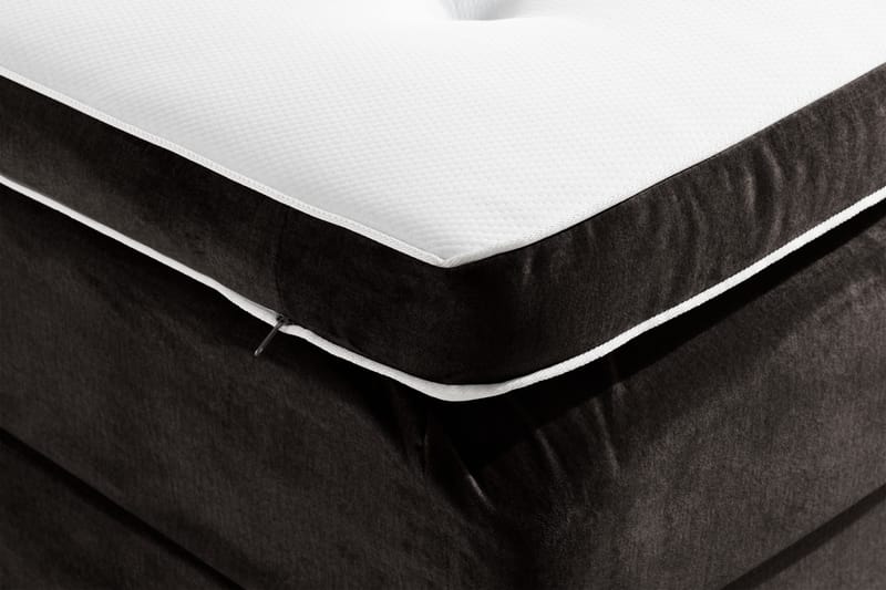 Ella Sengepakke 90x200 cm Ternet Gavl - Mørkegrå / velour - Møbler - Senge - Komplet sengepakke