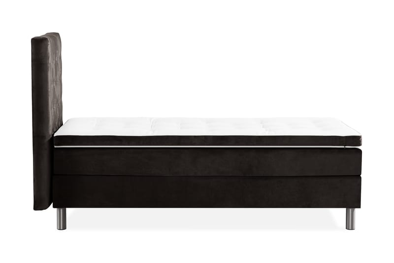 Ella Sengepakke 90x200 cm Ternet Gavl - Mørkegrå / velour - Møbler - Senge - Komplet sengepakke