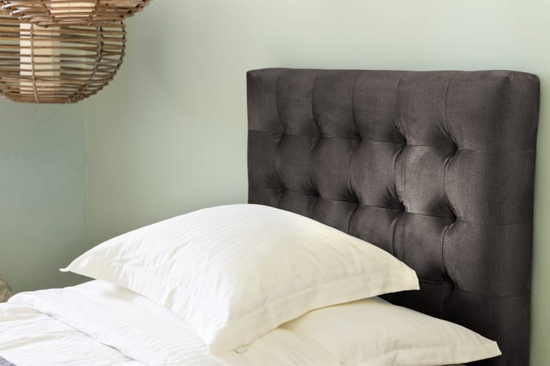 Ella Sengepakke 90x200 cm Ternet Gavl - Mørkegrå / velour - Møbler - Senge - Komplet sengepakke