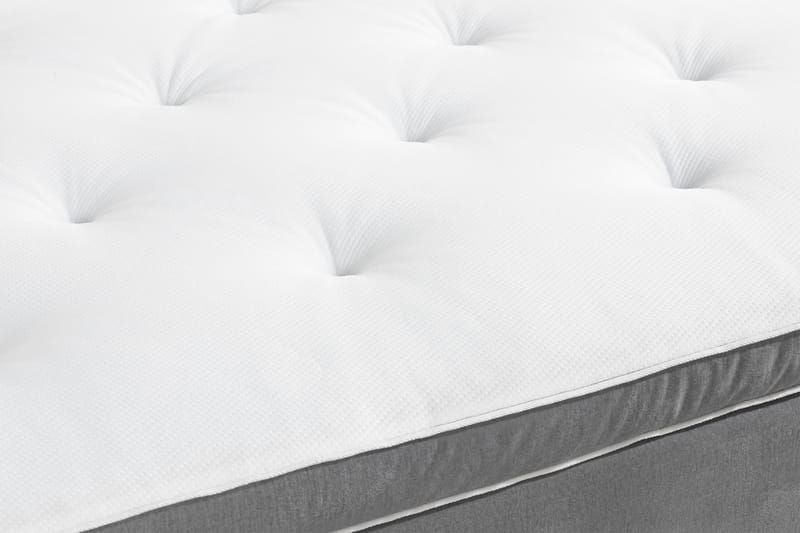 Ella Sengepakke 90x200 cm Pikeret Gavl - Lys grå / velour - Møbler - Senge - Komplet sengepakke