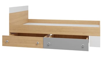 Elvaren Sengeramme med Opbevaring 120x200 cm i Malet Træ med Sengegavl - Sort|Hvid - Møbler - Senge - Sengeramme & sengestel
