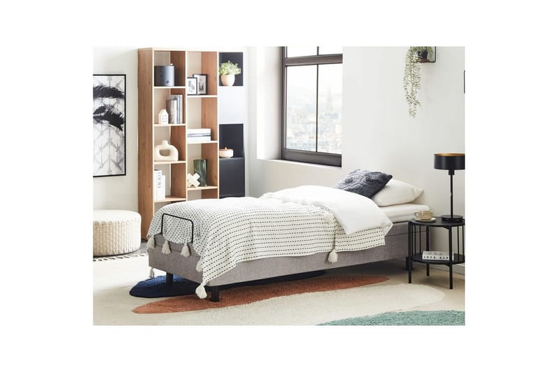 Enkelsäng Beliani Duke II Beige-Svart, 80x200 cm Grey - Møbler - Senge - Enkeltsenge