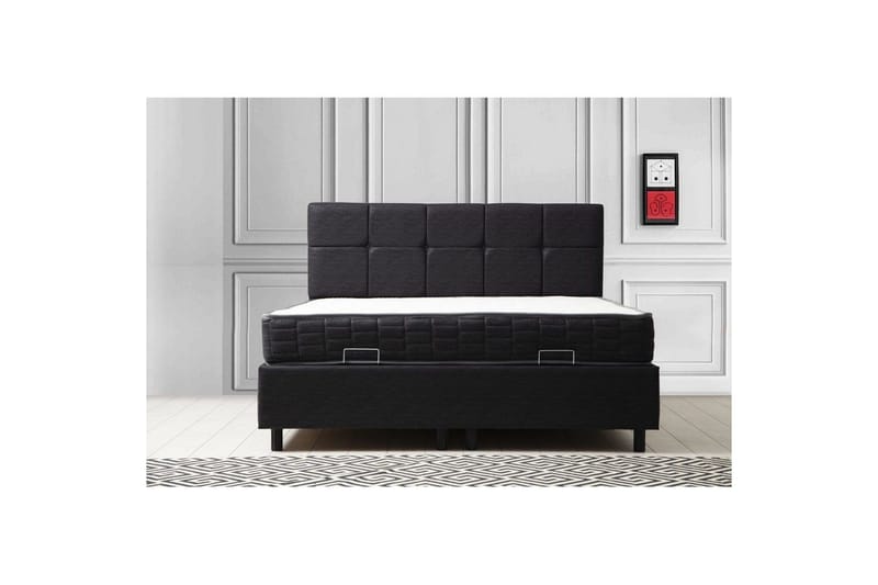 Enkeltmadras, base og hovedgærde Sudalmuni Sæt Antracit - 120 x 114 x 200 cm - Møbler - Senge - Sengeramme & sengestel