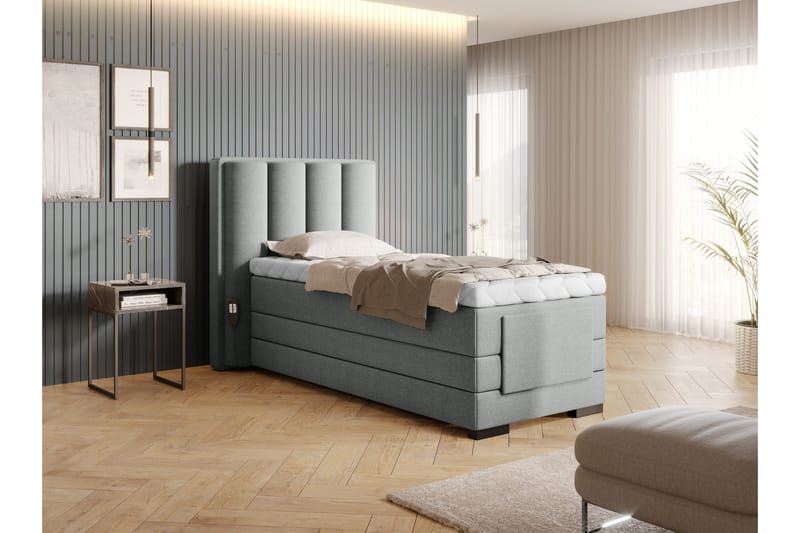Banti Justerbar Kontinentalseng 90x200 cm - Grå - Møbler - Senge - Enkeltsenge
