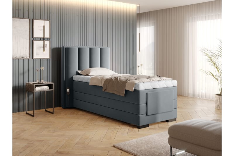 Banti Justerbar Kontinentalseng 90x200 cm - Grå - Møbler - Senge - Enkeltsenge
