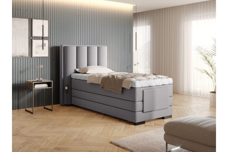 Banti Justerbar Kontinentalseng 90x200 cm - Grå - Møbler - Senge - Enkeltsenge