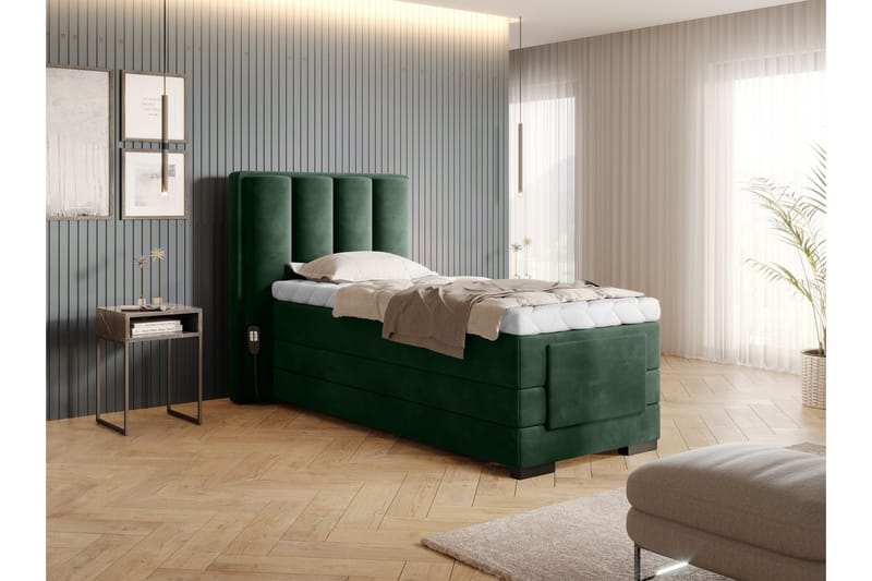 Banti Justerbar Kontinentalseng 90x200 cm - Grøn - Møbler - Senge - Enkeltsenge